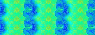 Çiçekli çiçek deseni, suluboya. Düz Çiçek Elementleri Tasarımı. Raster illüstrasyonu. Yeşil, mavi ve sarı renkli çiçekler. Renkli Bahar Teması çizim şablonu.