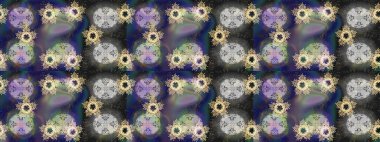 Kar tanesi süsleme deseni. Arkaplanda soyut kar taneleri olan düz tasarım. Kar taneleri arka planda. Raster illüstrasyonu. Kar taneleri deseni.