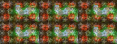 Renkli arka planda izole kar taneleri. Raster illüstrasyonu. Yüzey için tekrarlanan doku, ambalaj kağıdı, kahverengi, yeşil ve gri renkler. Kış kar tanesi, raster arkaplan.