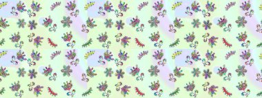 Raster illüstrasyonu. Çiçeksiz arka plan. Şatafatlı bahar bahçesi dokusu. Çiçek deseni.
