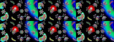 Siyah, mavi ve yeşil renkli kar taneleri. Noel stili. Raster illüstrasyonu.