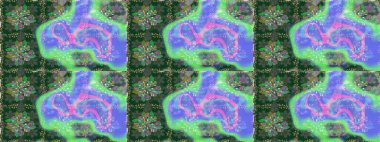 Yeşil kıvırcık çiçekler yeşil renkte şekillenir. Raster illüstrasyonu. Klasik çiçek tasarım elementleri.