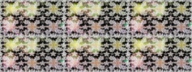 Renkli Bahar Temalı Kusursuz Arkaplan. Tarafsız renklerde şirin bir çiçek deseni. Raster Modaya uygun kumaş deseni. Düz Çiçek Elementleri Tasarımı.