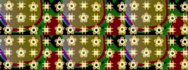 Kahverengi renkli şirin çiçek deseni. Düz Çiçek Elementleri Tasarımı. Renkli Bahar Temalı Kusursuz Arkaplan. Raster Modaya uygun kumaş deseni.