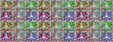 Kusursuz bir arka plan modeli. Raster - stok. Yapraklı çiçekler ve doğal renklerde papatya çiçekleri..