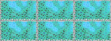 Güzel bir kumaş tasarımı. Raster Kelebekleri deseni. Mavi ve yeşil renkler üzerine illüstrasyon. Soyut, kusursuz arkaplan.