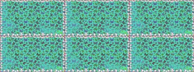 Yeşil ve mavi renkteki kusursuz kelebek şablonu. Giysiler için böcek kumaşı klipsleri tekrarlanıyor. Davetiye, kart ve parmak izi için basit kadınsı bir model. Uçan kelebek keten temalı Raster sanatı