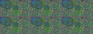 Kumaş, tekstil, baskı ve davetiye örnekleri. Raster. Mavi ve yeşil arka planda bir resim. Kelebek deseni. Kusursuz..