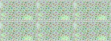 Renkli folklorlu, kelebekli kusursuz desen. Tarafsız ve yeşil arka planda renkli kelebekler. Paketleme, kağıt, kumaş için uygun.