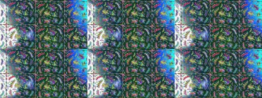 Raster Güzel kumaş deseni. Raster suluboya çiçek deseni, narin çiçekler, mavi, yeşil ve nötr çiçekler, tebrik kartı şablonu.