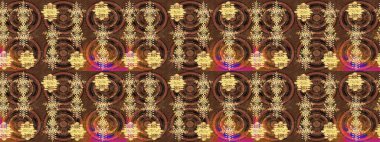 Kar taneleri radyal kahverengi, sarı ve bej renklidir. Renkli arka planda güzel kar taneleri. Raster illüstrasyonu..