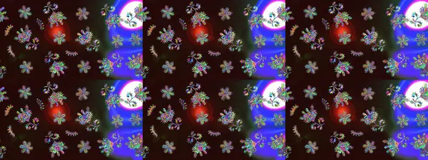 Çiçekli güzel suluboya desen. Raster illüstrasyonu. Kahverengi, mor ve mavi renklerde.