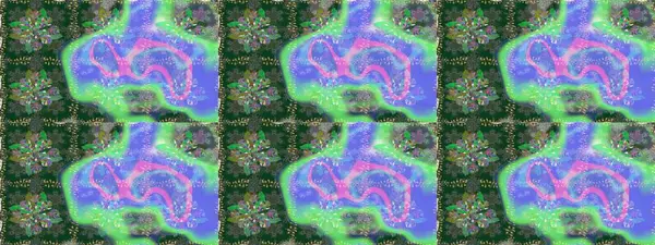 Yeşil kıvırcık çiçekler yeşil renkte şekillenir. Raster illüstrasyonu. Klasik çiçek tasarım elementleri.