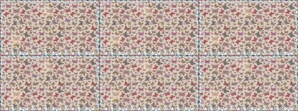 Giysi tasarımı için dekor arka planı. Gri ve nötr kelebek deseni. Parmak izi dokuları için sevimli kelebek deseni. Raster illüstrasyonu.