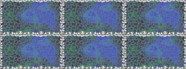 Çizim, karalama, karalama. Sonsuz. Raster illüstrasyonu. Mavi ve menekşe arkaplanda kelebekler. Kusursuz. Kelebeklerle tasarım.