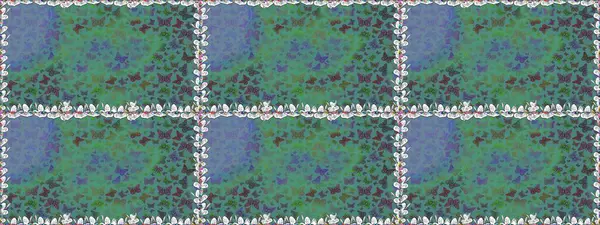 Yeşil ve mavi renkli tropikal kelebek deseni. Çiz, çiz, çiz. Kelebek görüntüsü. Raster illüstrasyonu. Basit bir şekilde.