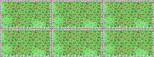 Basit bir şekilde. Yeşil ve kahverengi renkte soyut sevimli kelebek. Kusursuz bir arka plan. Raster illüstrasyonu.