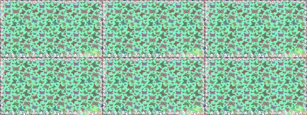 Mavi ve nötr suluboya kelebekleri olan pürüzsüz bir arkaplan deseni. Sonsuz. Raster illüstrasyonu. Yazdırmayı tekrarla.