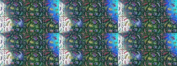 Raster Güzel kumaş deseni. Raster suluboya çiçek deseni, narin çiçekler, mavi, yeşil ve nötr çiçekler, tebrik kartı şablonu.