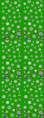 Raster deseni. Bahar çiçekleri dallı desen, yeşil renkler çiçekli siluet.