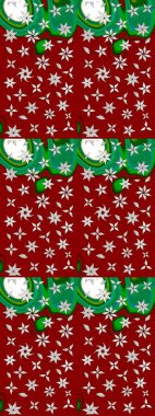 Kırmızı renkte etnik çiçeklerle süslenmiş zarif bir eskiz şekli. Raster Çiçek İllüstrasyon Şirin Tekstil.