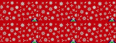 Raster illüstrasyonundaki çiçek desenli çizim. Kırmızı renkte çiçekler.