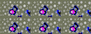 Çiçeksel çizim kalıbının yansıması. Vadinin yeşil renkli çiçekleri.