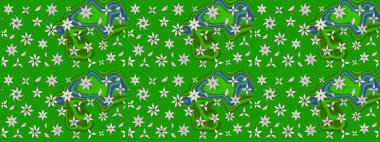 Raster Illustrasyon 'daki Çiçek Deseni' nin son moda çizimi. Güzel kumaş deseni. Renkli Yaz Temalı eskiz kalıbı. Düz Çiçek Elementleri Tasarımı.