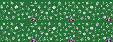 Raster illüstrasyonundaki çiçek desenli çizim. Suluboya tarzında yeşil renkte çiçekler.