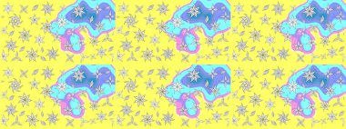 Küçük çaplı çiçeklerdeki basit şirin desenler. Tekstil veya kitap kapakları, imalat, duvar kağıtları, baskı, hediye paketi ve yapıştırma kitabı için çiçek eskizi geçmişi. Raster illüstrasyonu.