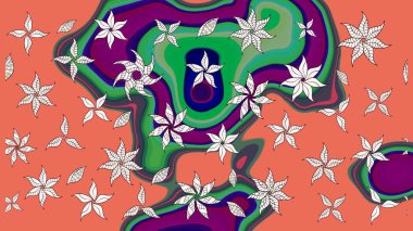 Raster illüstrasyonu. Eski usul küçük çiçekli şirin bir eskiz deseni. Kumaş, duvar kağıdı ve kağıt üzerine baskı yapmak için gelişen arka plan. Moda arka planında parlak buketler.