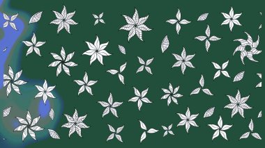 Çiçekli karalama şeklinde Raster çiçek deseni. Yeşil renkli çiçekler. Nazik, sevimli çiçek arkaplanı..