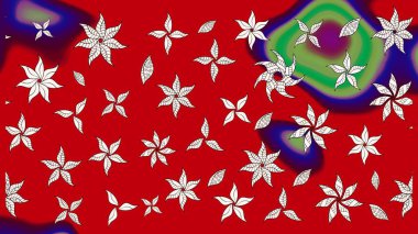 Modaya uygun kumaş deseni. Renkli Yaz Temalı eskiz kalıbı. Sevimli çiçek raster deseni. Düz Çiçek Elementleri Tasarımı.