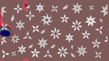 El çizimi çiçek çizimi deseni (fayans). Tekstil için suluboya eskiz deseni. Şirin çiçekli, desenli, kahverengi çizim deseni.