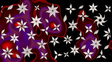 Raster illüstrasyonundaki çiçek desenli çizim. Siyah renkte çiçekler.