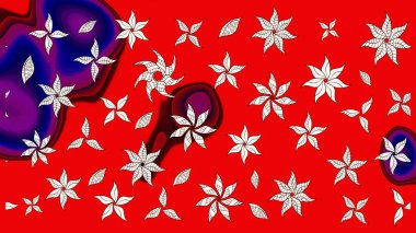 Elle boyanmış suluboya resim çizimleri, çiçekler ve bitkiler. Kırmızı renkte çiçekler.