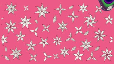 Renkli pembe çizim kalıbı. Tekstil ve kapak tasarımı için mükemmel. Doodle tarzı. Pembe renkli çiçekler. Elle çizilmiş sonbahar çiçeği deseni..