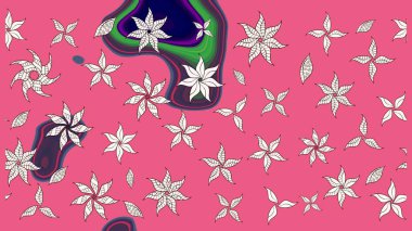 Pembe renklerde. 3D çiçekler, eskiz. Raster illüstrasyonu.