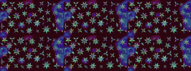 Küçük çiçekteki sevimli çiçek deseni. Varicolobrown Raster çizimi. Birçok kahverengi ve soyut çiçekli tropikal çizim deseni.