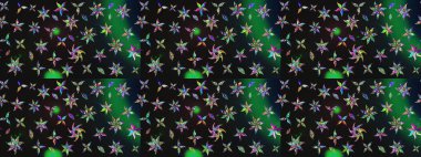 Raster illüstrasyonu. Çiçekler, dallar, bitkiler ve çiçekler. El çizimi. Güzel kumaş deseni.