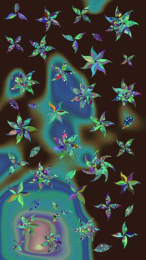 Moda baskıları için zarif bir şablon. Çiçekli yaz çiçekleri. Robot resim. Küçük renkli çiçekler. Motley illüstrasyonu. Küçük çiçekte şirin desenler.