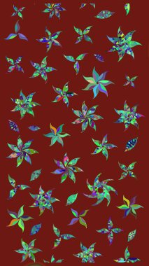 Raster illüstrasyonu. Zentangle soyut çiçekleri. Düz Çiçek Elementleri Tasarımı. Güzel kumaş deseni. Karalama çiçeği. Renkli Bahar Teması çizim şablonu.