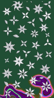 Küçük çiçekteki sevimli çiçek deseni. Raster deseni. Soyut çiçek çizim kalıbı arka planı. Yeşil renklerde. Raster illüstrasyonu.