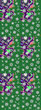 Küçük çiçekteki sevimli çiçek deseni. Raster deseni. Raster illüstrasyonu. Yumuşak, yaz çiçekleri yeşil renklerde.