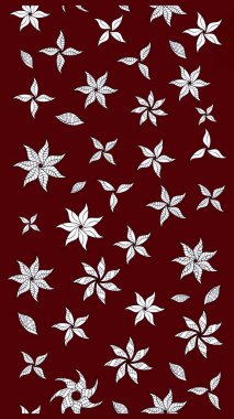 Raster çiçek desenli çiçek deseni, yapraklar, dekoratif elementler, sıçrama, lekeler, el çizimi kontur çizgileri ve Doodle çizim stili, grafik raster çizim çizimi.