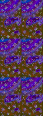 Raster illüstrasyonu. Kahverengi renklerde bahar çiçekleri. Yaprak ve çiçeklerin suluboya resmi, kahverengi renklerdeki çizim deseni.