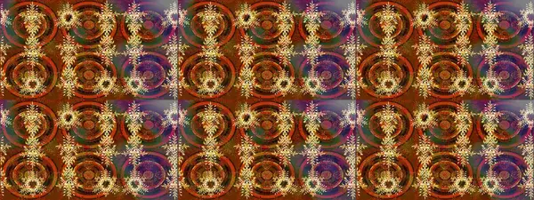 Kahverengi, turuncu ve yeşil renkler. Kar tanelerinin soyut arkaplanlı Noel şablonu. Raster illüstrasyonu. Noel ve Yeni Yıl moda baskıları için tatil tasarımı.