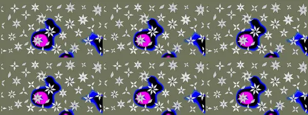 Çiçeksel çizim kalıbının yansıması. Vadinin yeşil renkli çiçekleri.