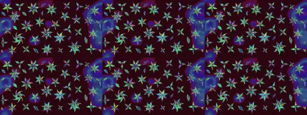 Küçük çiçekteki sevimli çiçek deseni. Varicolobrown Raster çizimi. Birçok kahverengi ve soyut çiçekli tropikal çizim deseni.