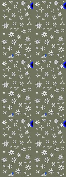 Raster illüstrasyonu. Klasik çiçek tasarımı elementleri. Yeşil kıvırcık çiçekler yeşil renkte şekillenir.